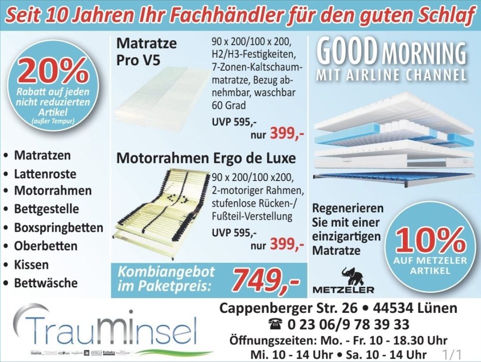 Aktuelles Angebot – Matratze Pro V5 und Motorrahmen Ergo de Luxe im Kombi-Paket